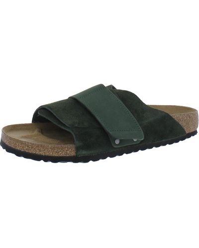 Birkenstock Kyoto Suede Cork Slide Sandals - Green