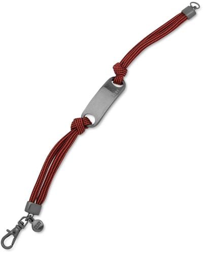 DKNY Cord Hematite Tone Id Bracelet - Brown