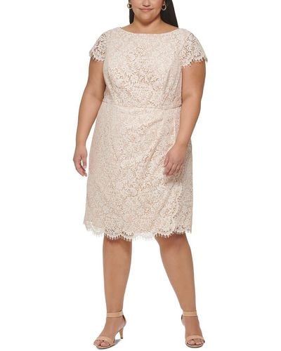 Vince Camuto Lace Scalloped Shift Dress - Natural
