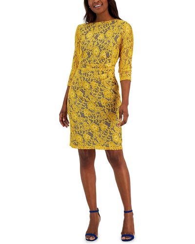 Kasper Lace Calf Midi Dress - Yellow
