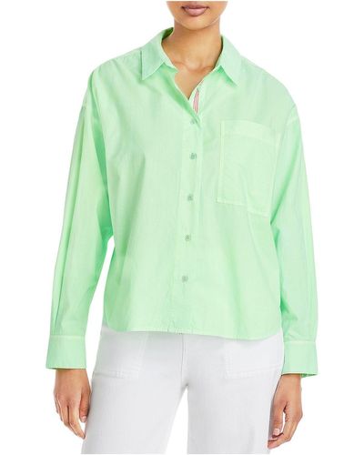 Sundry Cotton Hi-low Button-down Top - Green