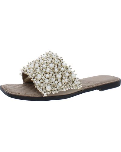 Sam Edelman Elijah Satin Embellished Slide Sandals - White