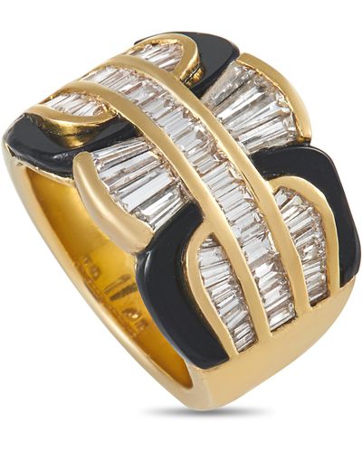Damiani 18k Yellow 2.38 Ct Diamond And Onyx Ring - Metallic