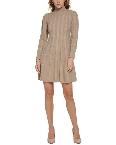 Jessica Howard Knit Long Sleeves Sweaterdress - Natural