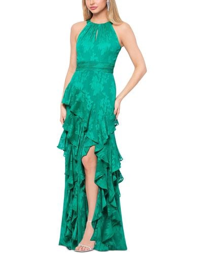 Xscape Chiffon Evening Dress - Green
