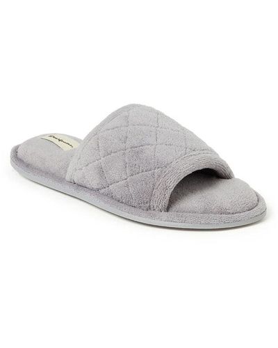 Dearfoams Beatrice Quilted Microfiber Terry Slide Slipper - Gray