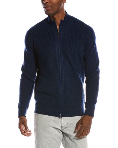 Forte Rib Tipped Cashmere Mock Sweater - Blue