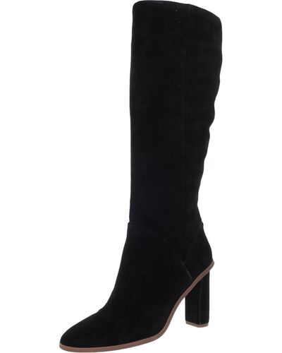 Vince Camuto Phranzie Suede Almond Toe Knee-high Boots - Black
