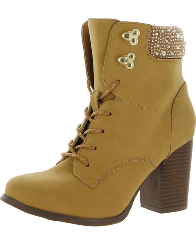 Xoxo Maddie Faux Leather Lace-up Booties - Green