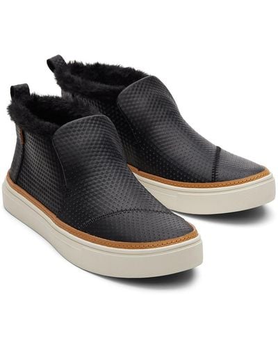 TOMS Paxton Leather Slip On High-top Sneakers - Black
