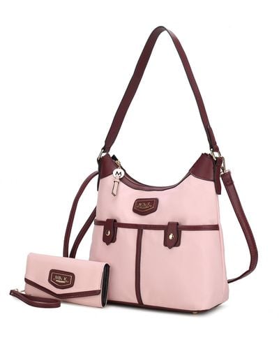 MKF Collection by Mia K Harper Nylon Hobo Shoulder Handbag - Pink