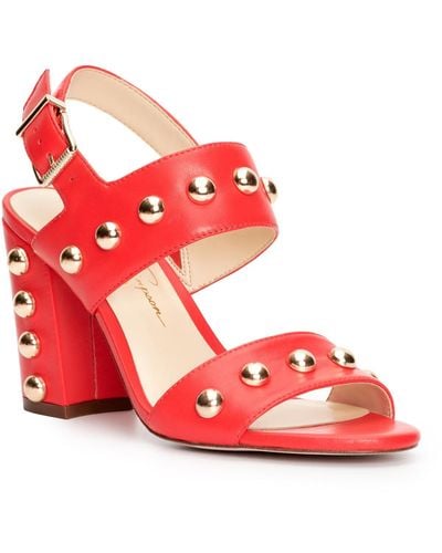 Jessica Simpson Madrie Studded Leather Block Heels - Red