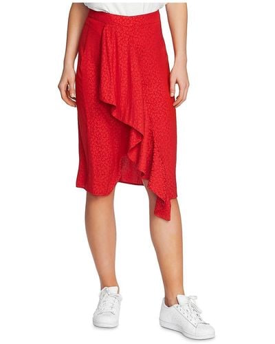 1.STATE Animal Print Knee-length Tulip Skirt - Red