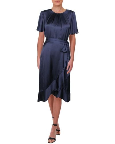 Jessica Howard Satin Midi Cocktail And Party Dress - Blue