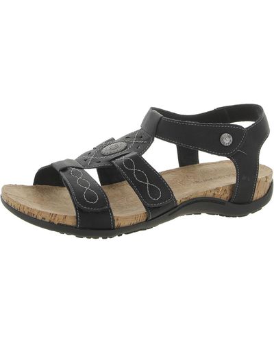 BEARPAW Ridley Ii Faux Leather Open Toe Wedge Sandals - Black