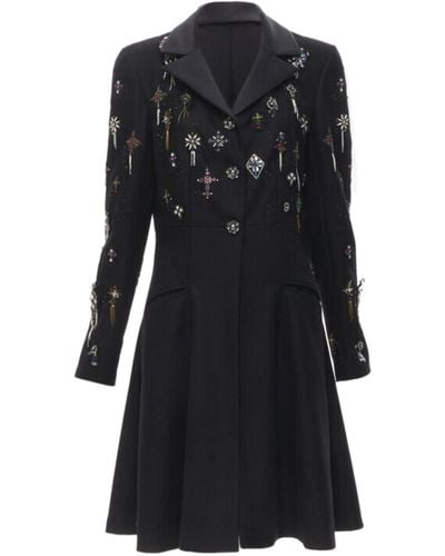 Chanel Paris London Metier D'art Lesage Punk Embellished Cashmere Coat - Black