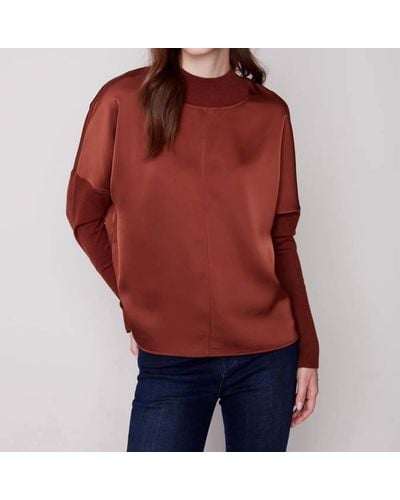 Charlie b Silk Sweater Sleeve Sweater - Red