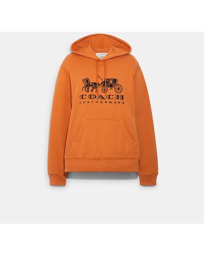 COACH Horse And Carriage Hoodie In Organic Cotton - Orange