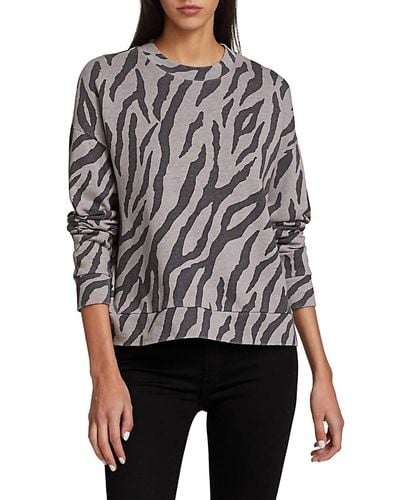 Monrow Zebra Boxy Sweatshirt - Gray