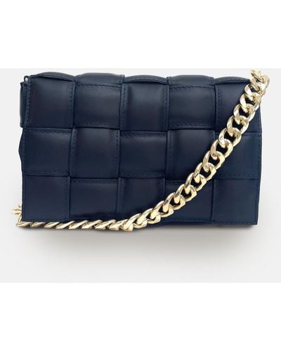 Apatchy London Padded Woven Leather Crossbody Bag - Blue