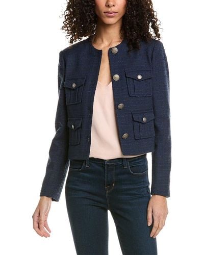 Ted Baker Cropped Boucle Wool-blend Jacket - Blue