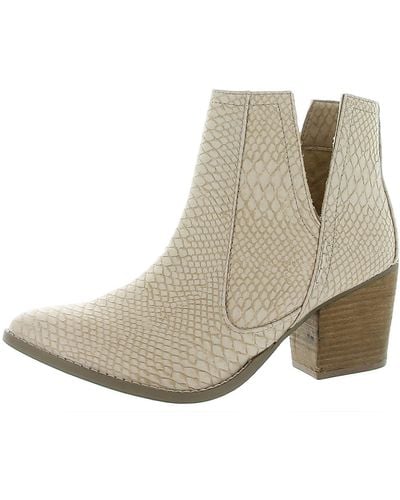 Not Rated Tarim Snake Print Pointed Toe Booties - Natural