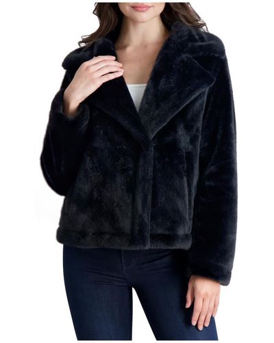 French Connection Lined Faux Fur Teddy Coat - Blue