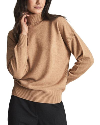 Reiss Nova Knitted Roll Neck Wool-blend Sweater - Brown