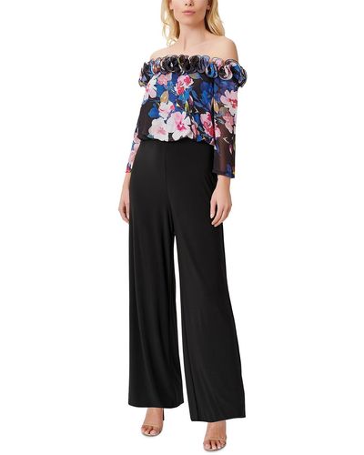 Adrianna Papell Ruffled Floral Print Jumpsuit - Blue