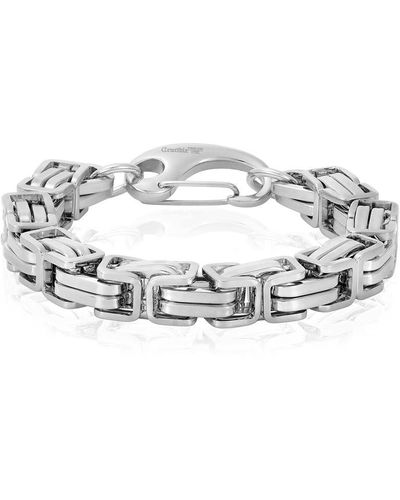 Crucible Jewelry Crucible Los Angeles Stainless Steel Byzantine Chain Bracelet 11mm Wide - 9" - Metallic