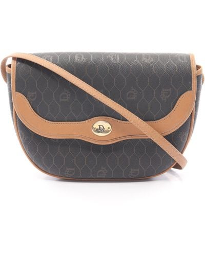Dior Honeycomb Shoulder Bag Pvc Leather Dark Brown - Gray