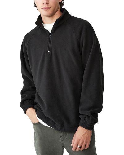 Cotton On Fleece 1/4 Zip Sweatshirt - Black