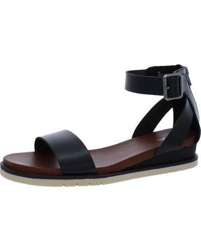 MIA Selena Faux Leather Open Toe Wedge Sandals - Black