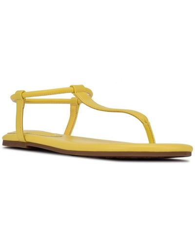 Nine West Bassie3 Faux Leather Thong Ankle Strap - Yellow