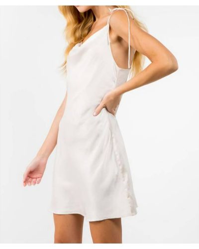 Fanco Satin Cowl Neck Shoulder Tie Mini Dress - White