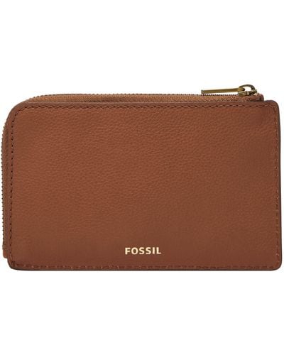 Fossil Jori Leather Zip Card Case - Brown