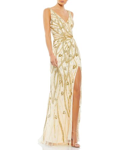 Mac Duggal Embellished Beaded Evening Dress - Metallic