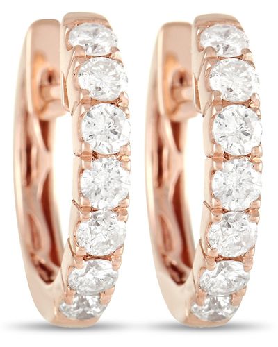 Non-Branded Lb Exclusive 14k Rose 0.59 Ct Diamond Hoop Earrings - Pink