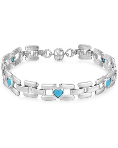 Luv Aj Heart Stone Link Bracelet - White