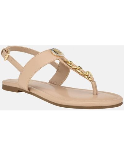 Guess Factory Livvy Chain T-strap Sandals - Natural
