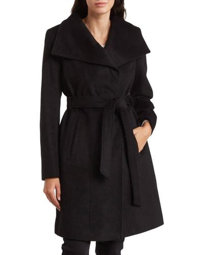 MICHAEL Michael Kors Wool Belted Wrap Solid Coat - Black