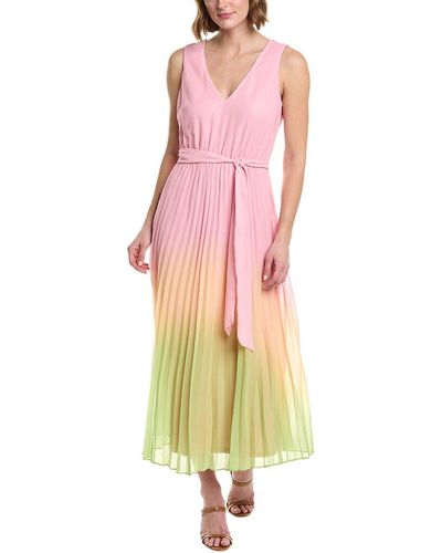 Taylor Ombre Cambria Chiffon Midi Dress - Pink