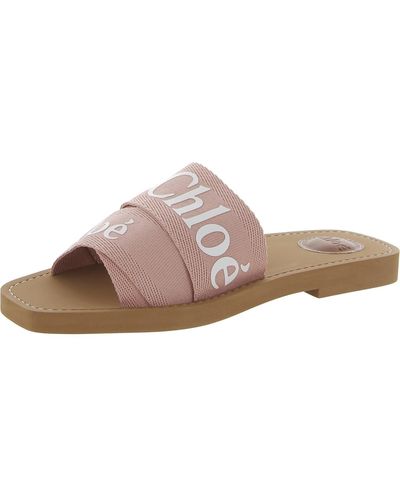 Chloé Woody Logo Slip On Slide Sandals - Pink
