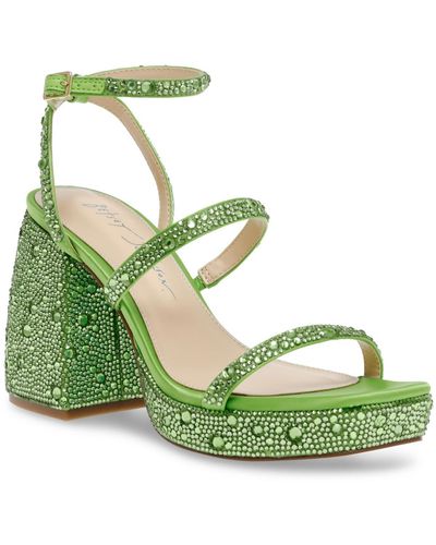 Betsey Johnson Denni Studded Ankle Strap Platform Sandals - Green