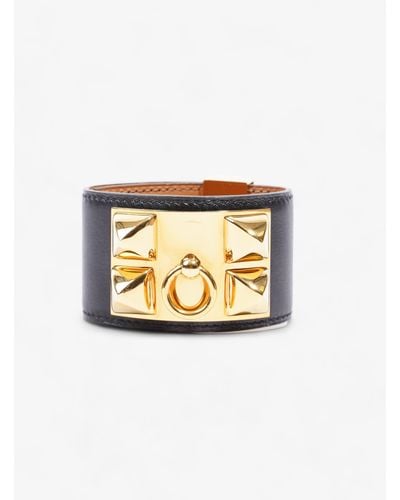 Hermès Collier De Chien Bracelet Goatskin Leather - Metallic