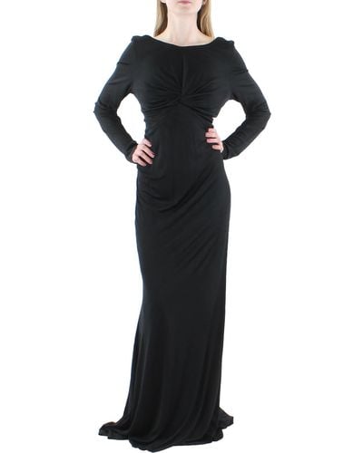 Donna Karan Knit Long Sleeves Evening Dress - Black