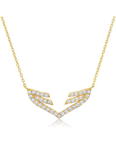 Paige Novick 14k Gold 20mm Wing Diamond Necklace - Metallic