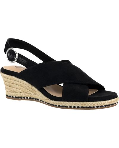 Bella Vita Nadette Suede Platform Wedge Sandals - Black