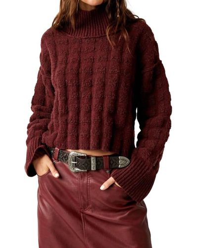 Free People Soul Searcher Moc Sweater In Wine - Red