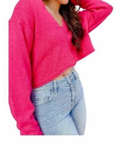 Mustard Seed The It's Giving Soft Cropped Sweater - Pink